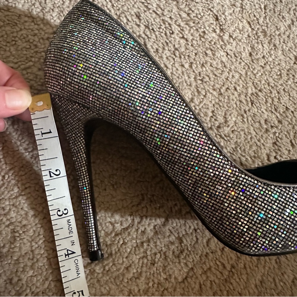 Steve Madden Daisie disco ball Silver Glitter High Heels pumps sparkle size 7 - Picture 11 of 11